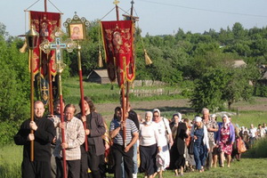 Cross procession in honor of St. John  of Korma in  Korma, Gomel region