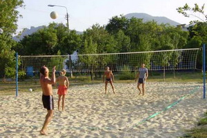 Flying Panther District Volleyball Tournament among Men's Teams in the Open Air in Glubokoe