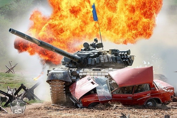 Competitive show Tank Biathlon T-72 on the Stalin Line